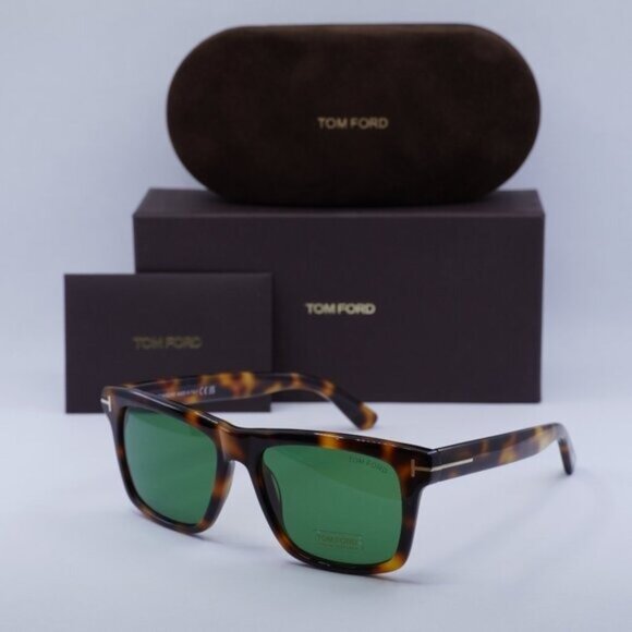 Tom Ford FT0906 53N Buckley02 Square Sunglasses - Havana/Green - Picture 1 of 9